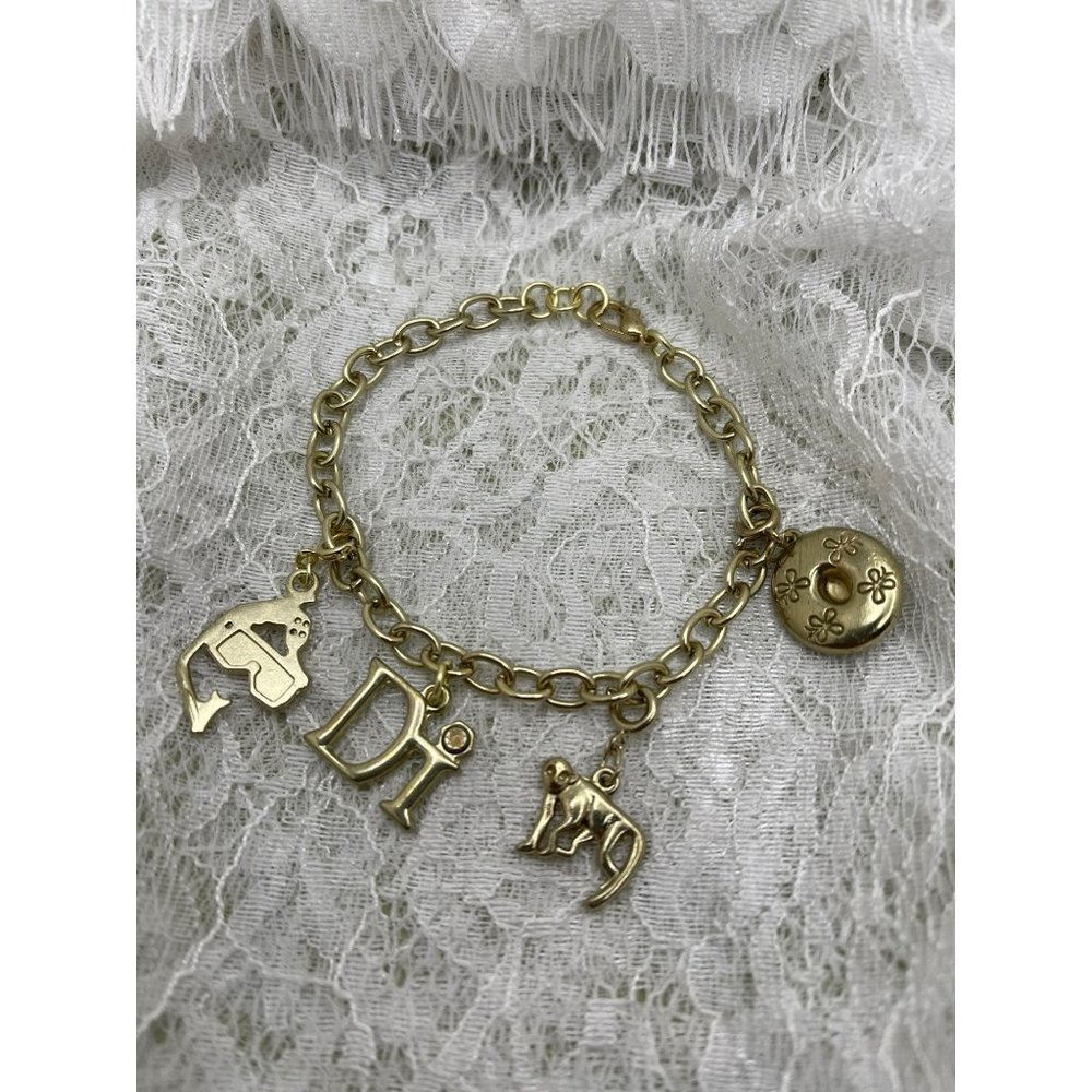 Di Gold Tone Charm Bracelet w/ 4 Charms
